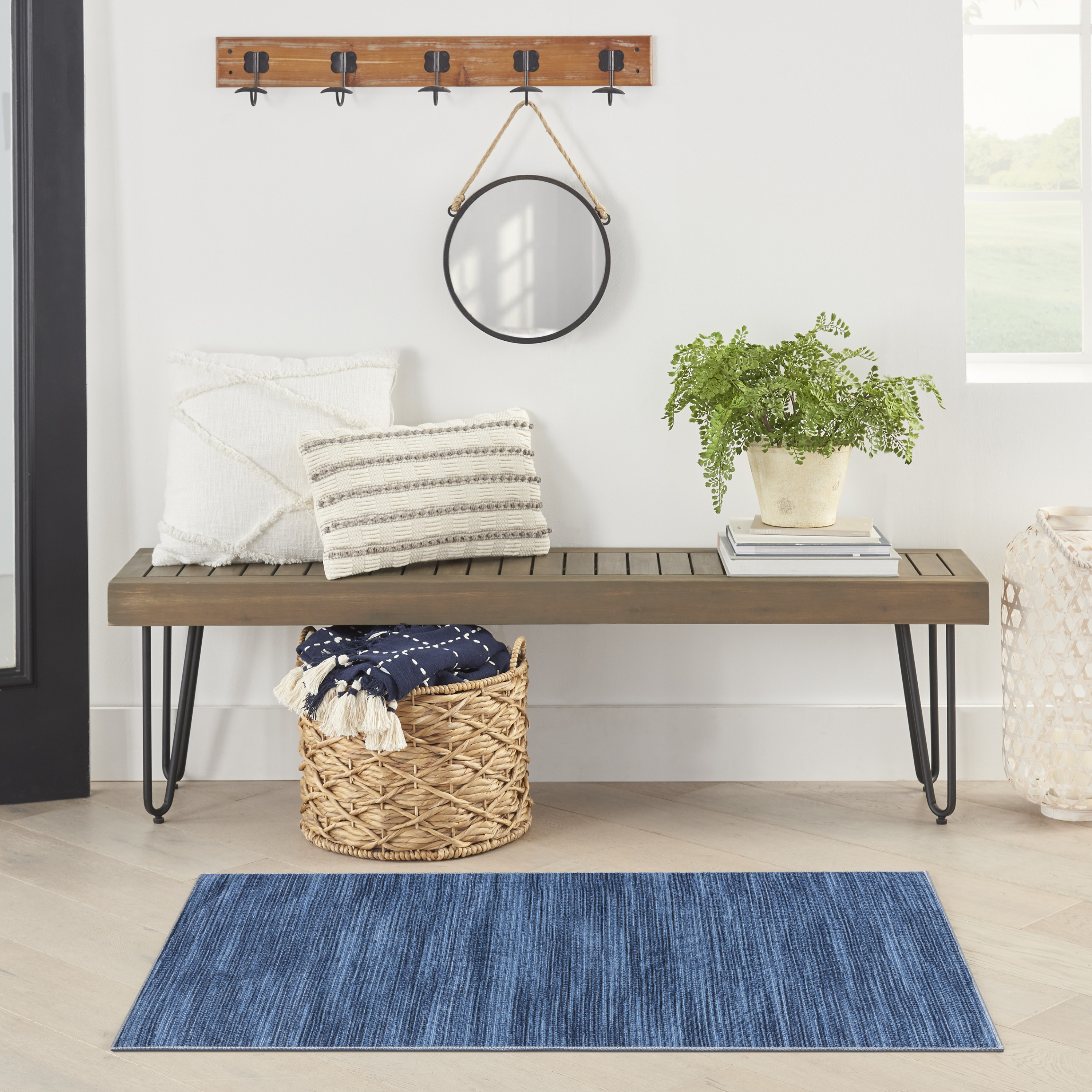 Nourison Nourison Washables 3' x 5' Blue Modern Indoor Rug