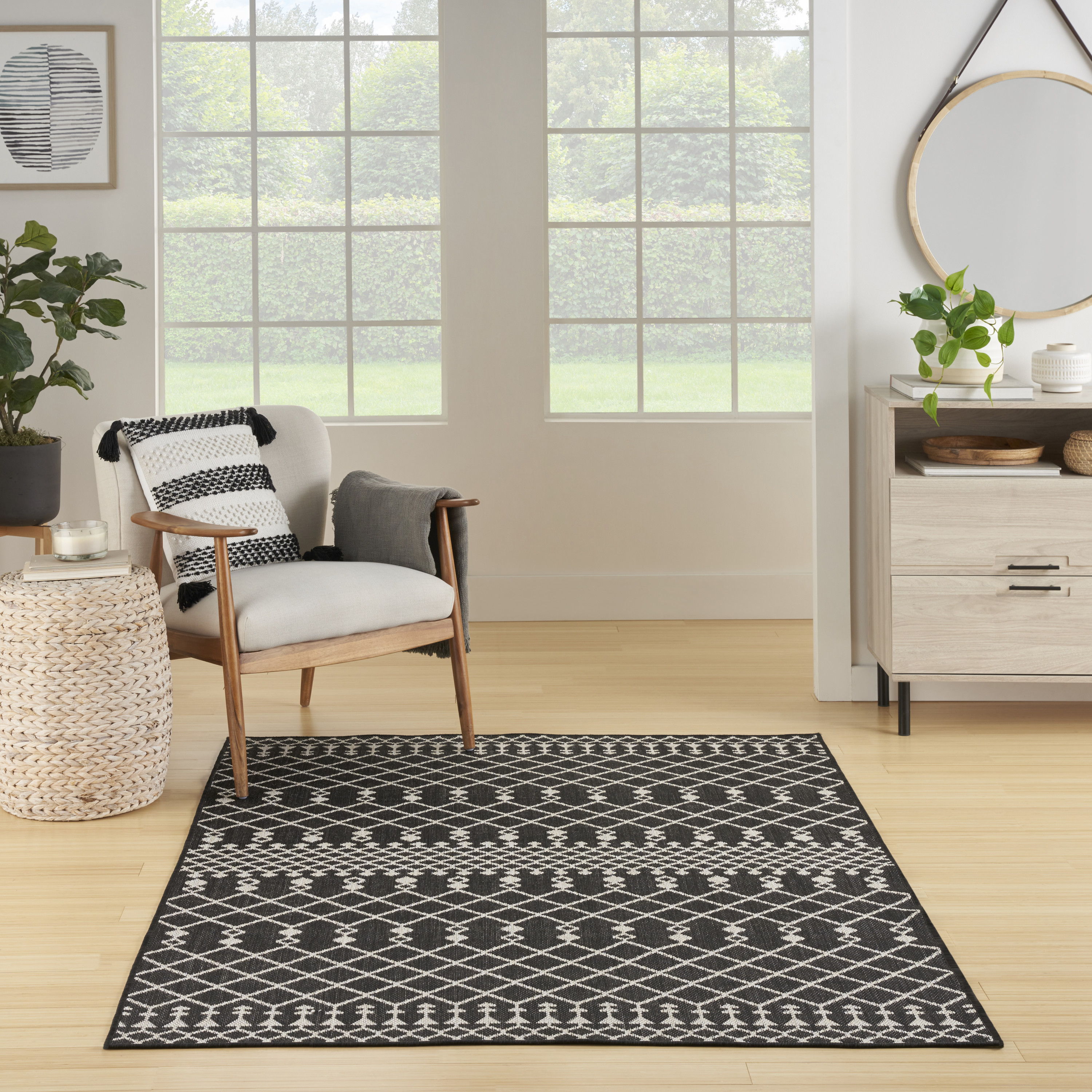 Nourison Positano 6' x 9' Black Modern Rug