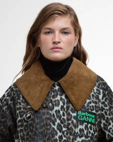 Barbour x GANNI Leopard Print Waxed Anorak Leopard Print/Classic