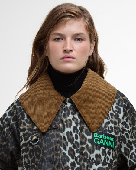 Barbour x GANNI Leopard Print Waxed Anorak