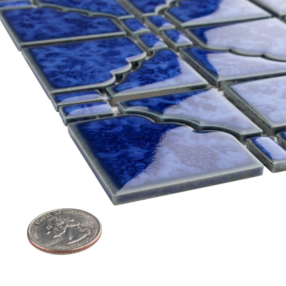 Osaka Blue Cloud 11-7/8 in. x 11-7/8 in. Porcelain Mosaic Tile