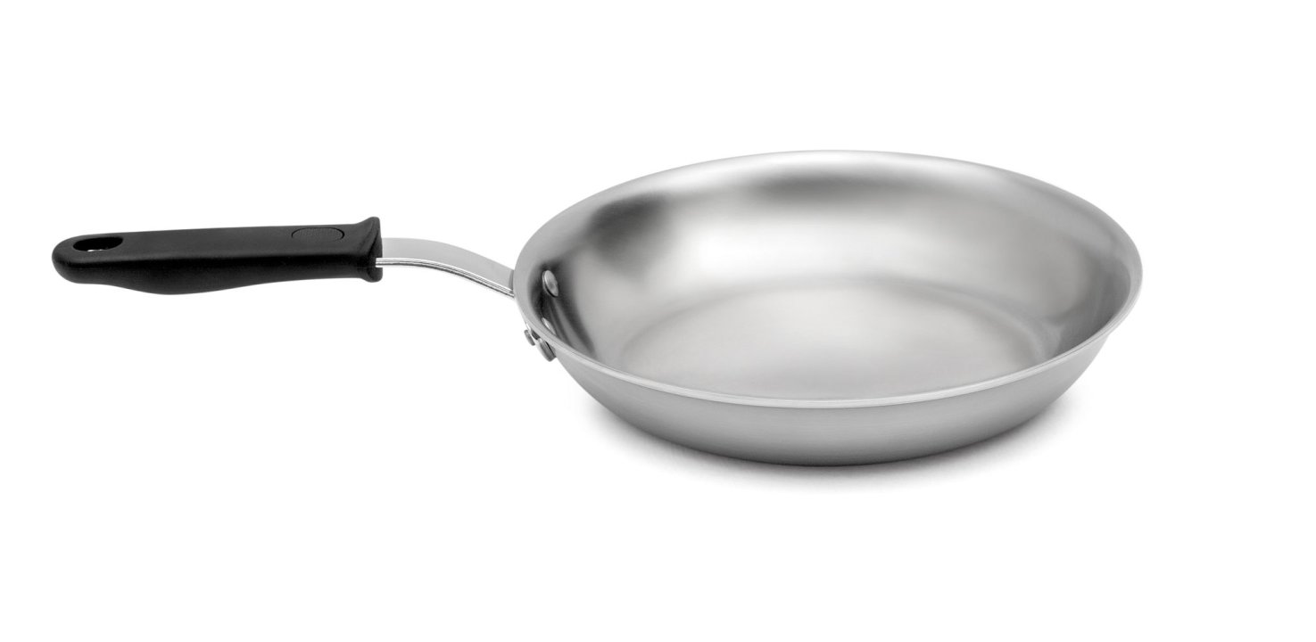 7-inch Tribute 3-ply fry pan with natural finish and silicone handle