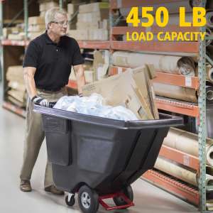 RUB1304BK, Rubbermaid Commercial, Rotomolded Tilt Truck, Utility Duty, 1/2 Cubic Yard, Black
