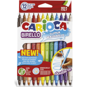 Birello Double Tip Washable Felt Tip Pens - 12 Pieces