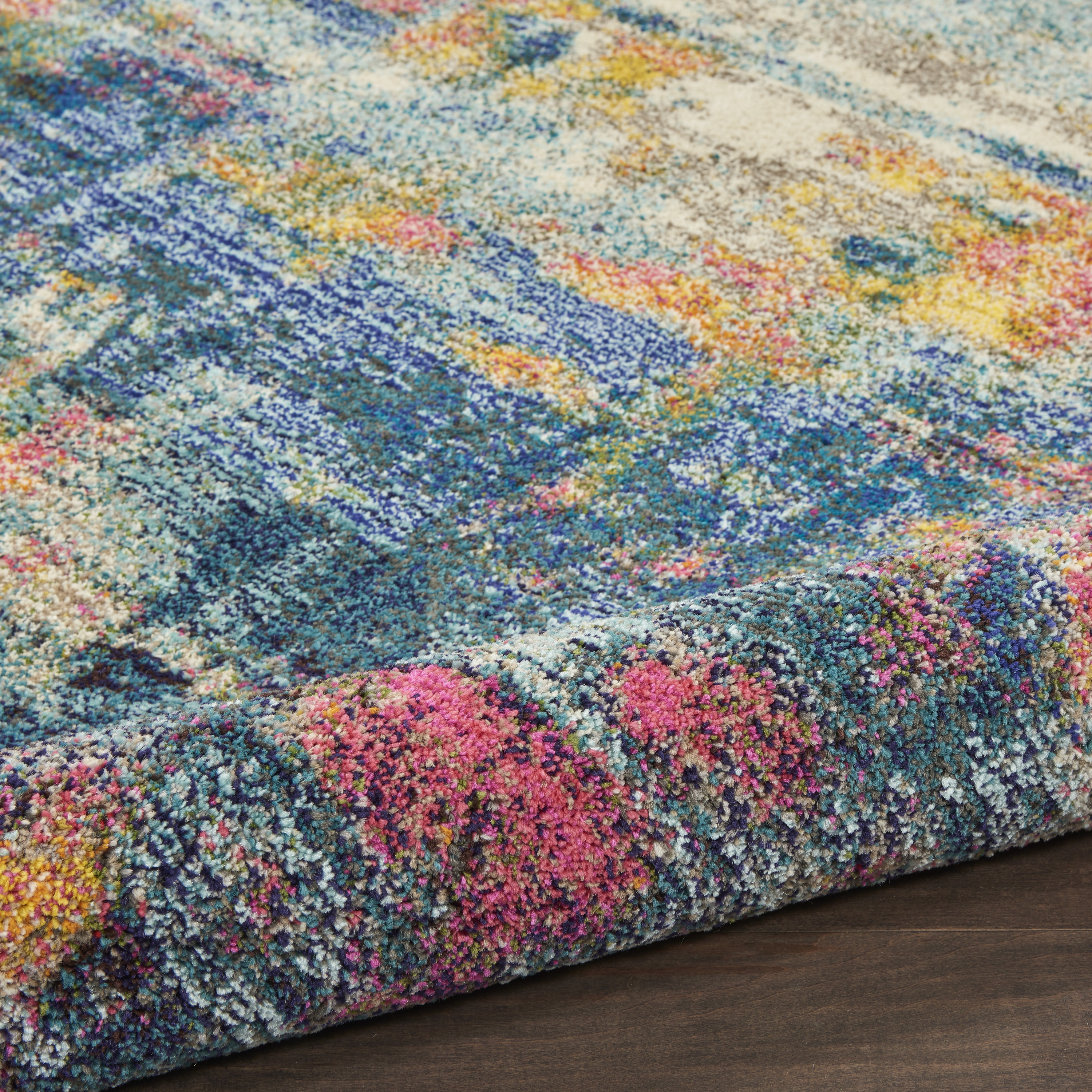 Nourison Celestial 4' x Round Blue Yellow Modern & Contemporary Indoor Rug