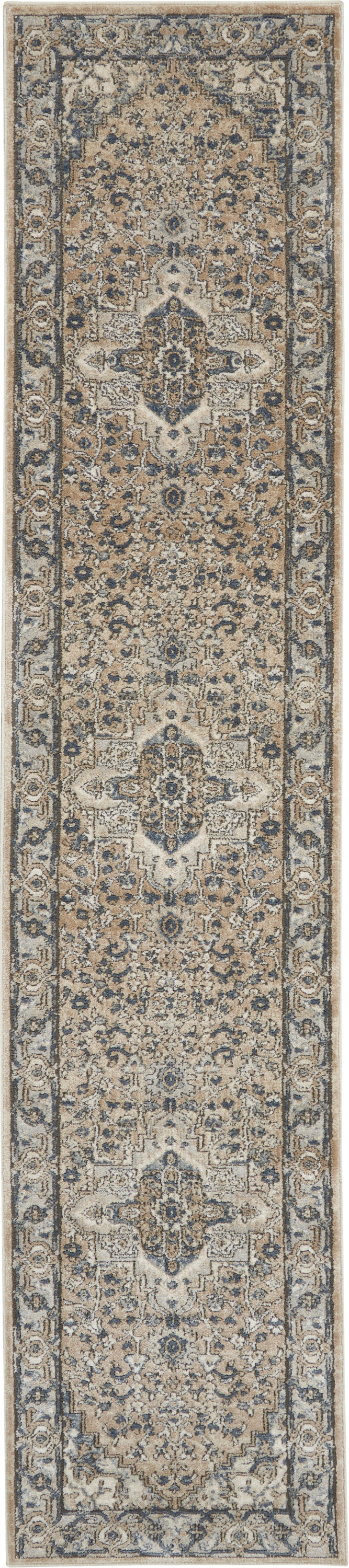 Nourison Quarry 2'2" x 10' Beige Grey Farmhouse Indoor Rug