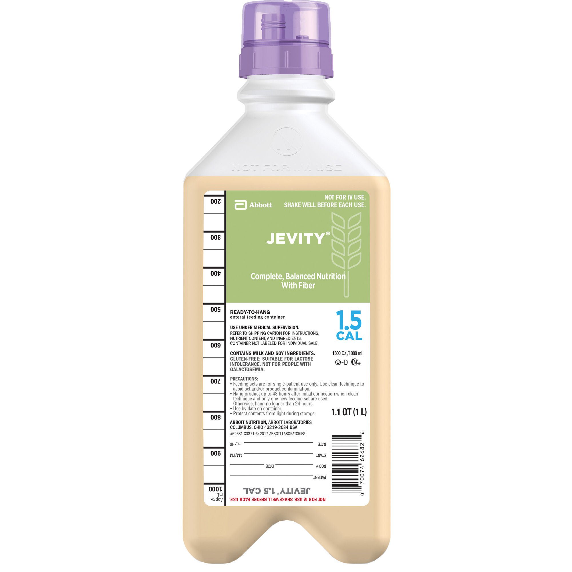 Jevity 1.5 Cal Tube Feeding Formula, 33.8 oz Ready to Hang Carton