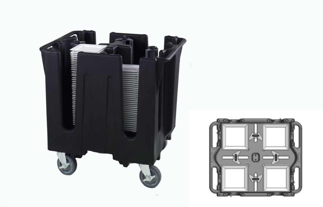 Traex® adjustable dish caddy for 8- to 9 ½-inch square plates and bowls in black