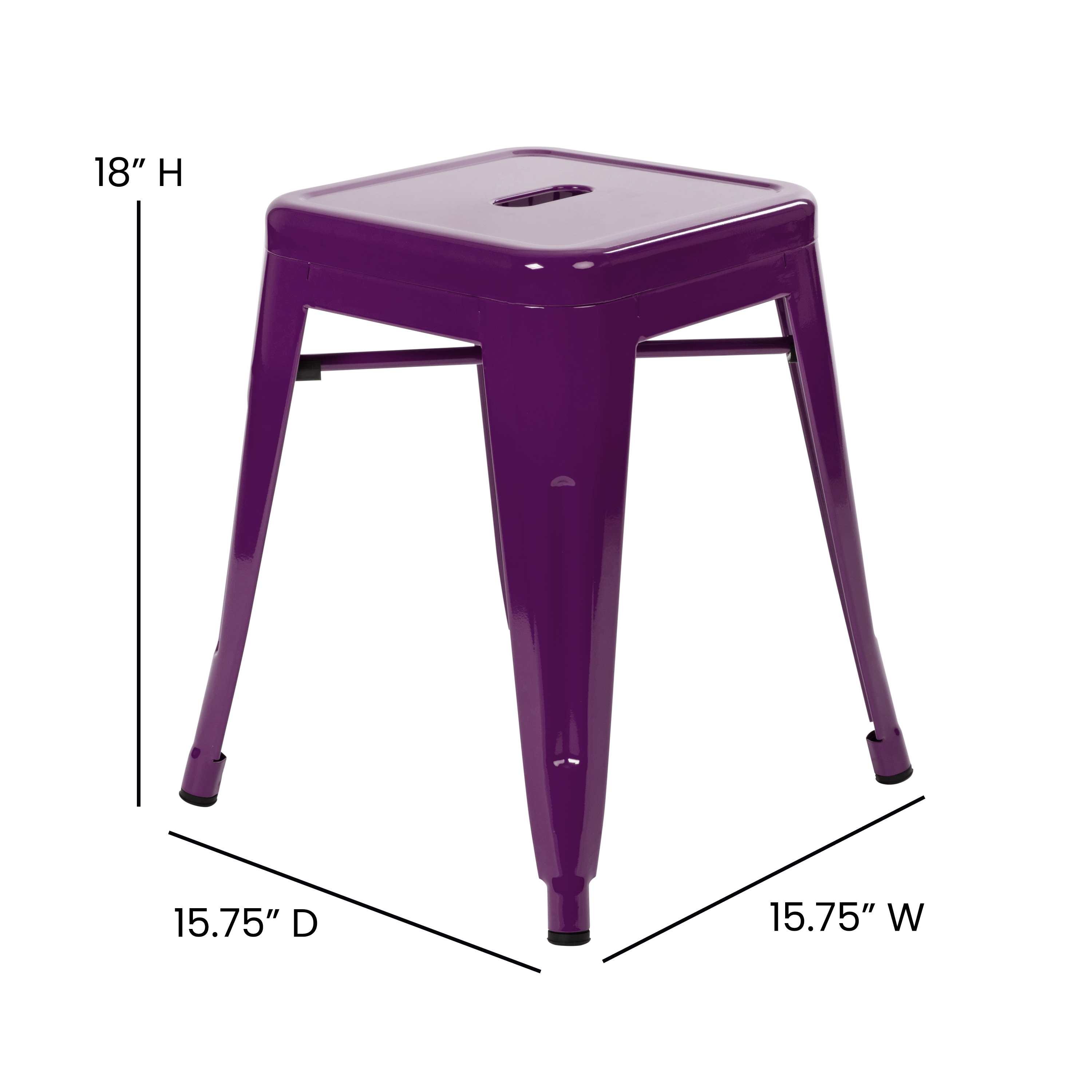 18" Table Height Stool, Stackable Backless Metal Indoor Dining Stool, Commerc... - Picture 29 of 114