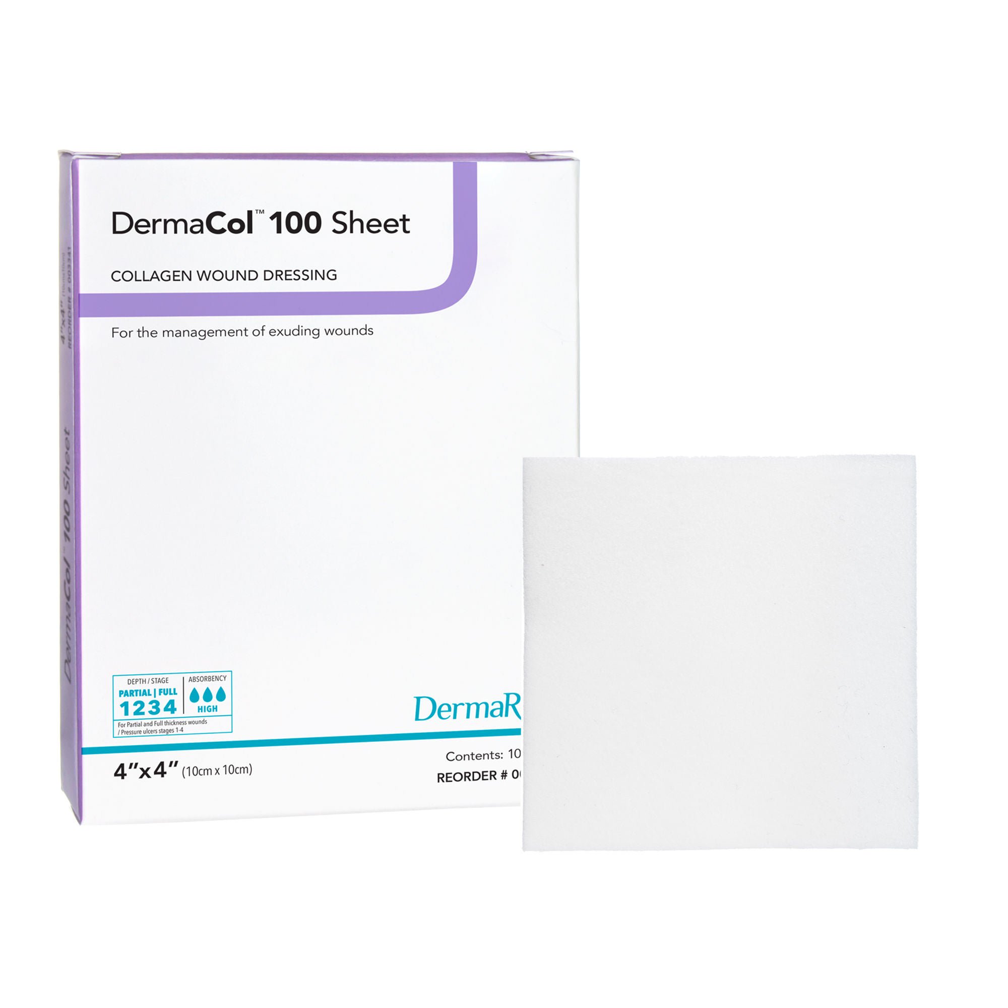 DermaCol™ 100 Collagen Dressing, 4 x 4 Inch