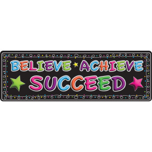 Classroom Mat Runner, Believe Achieve Succeed, 15.5 in x 47 in