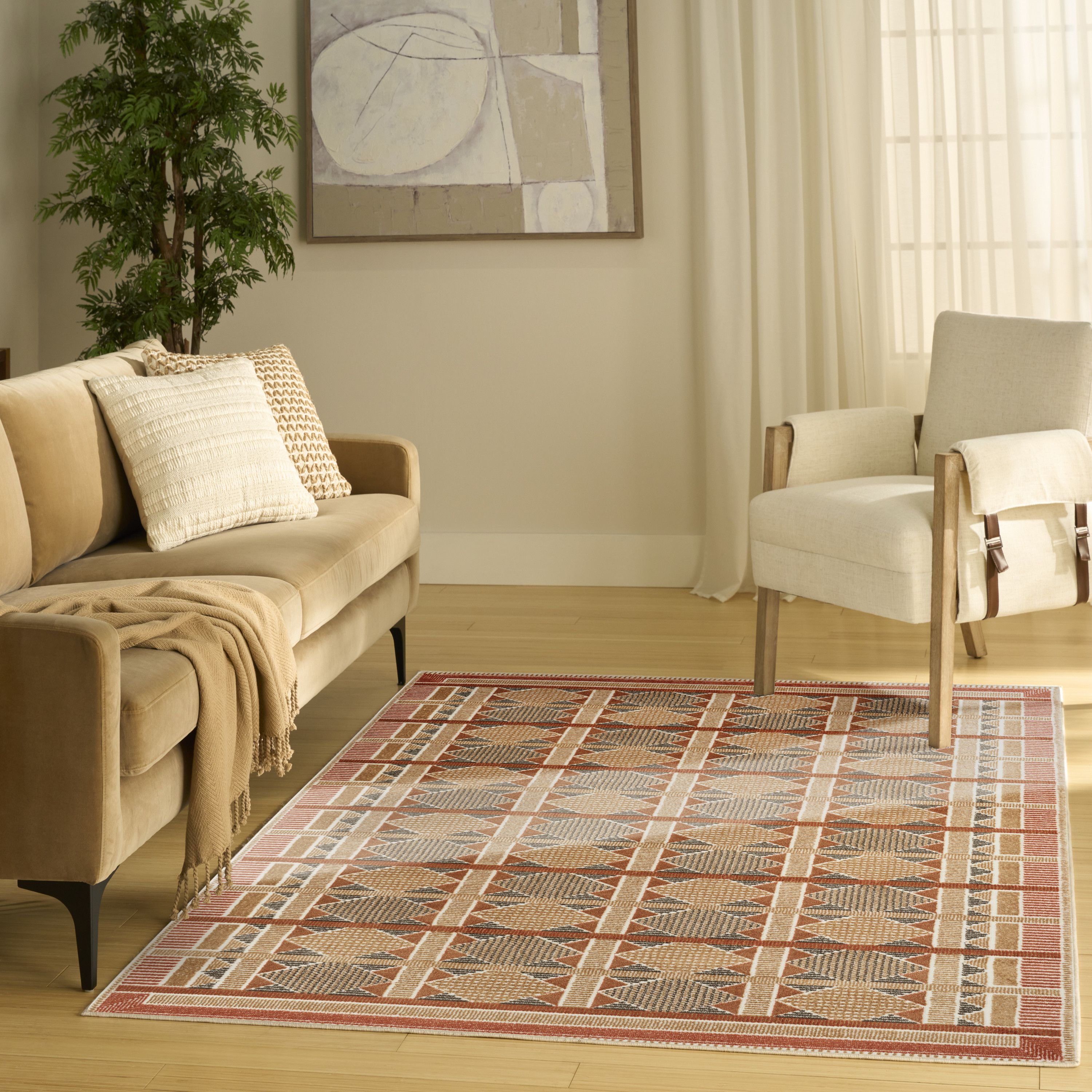 Nourison Nordic 5' x 7' Rust Multicolor Modern Indoor Rug