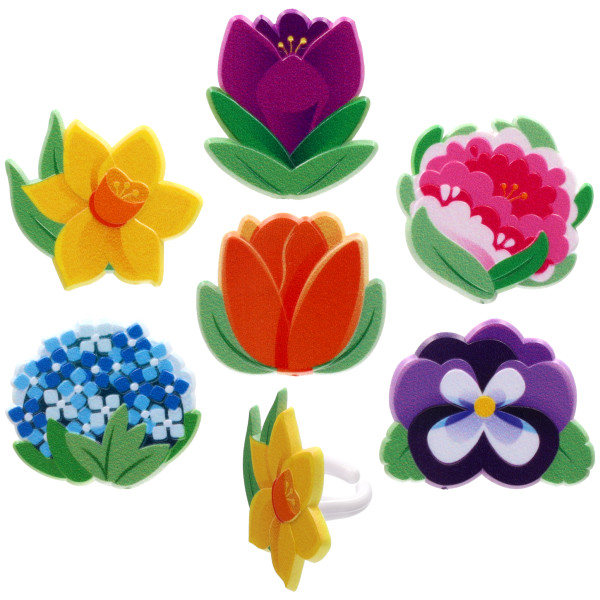 Bright Spring Flowers Cupcake Rings