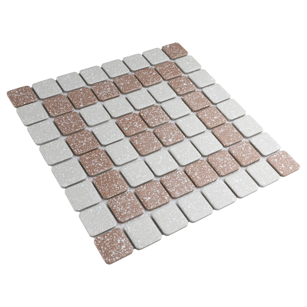 Sample – Crystalline Market Square Beige Porcelain Mosaic Tile