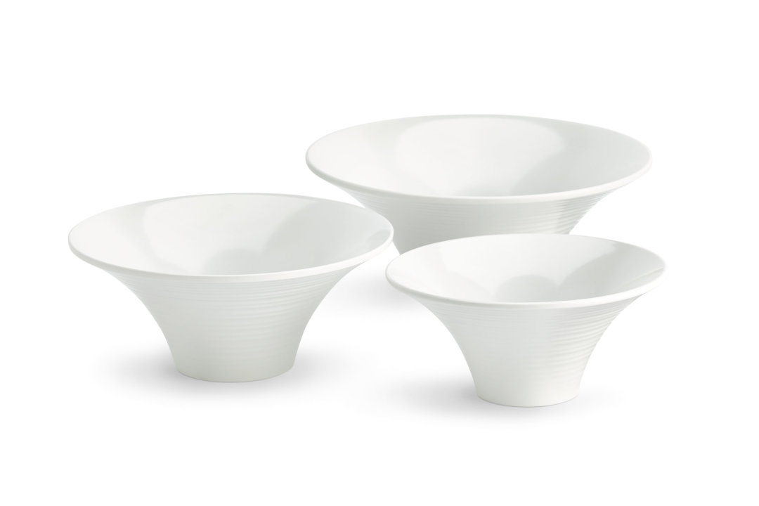Small White Cubic Melamine Pedestal Bowls