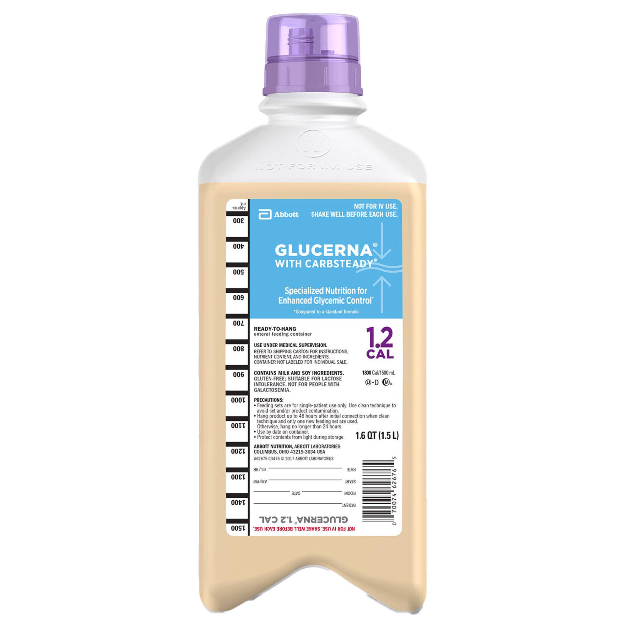 Glucerna with Carbsteady 1.2 Cal Tube Feeding Formula, 1500 mL Carton