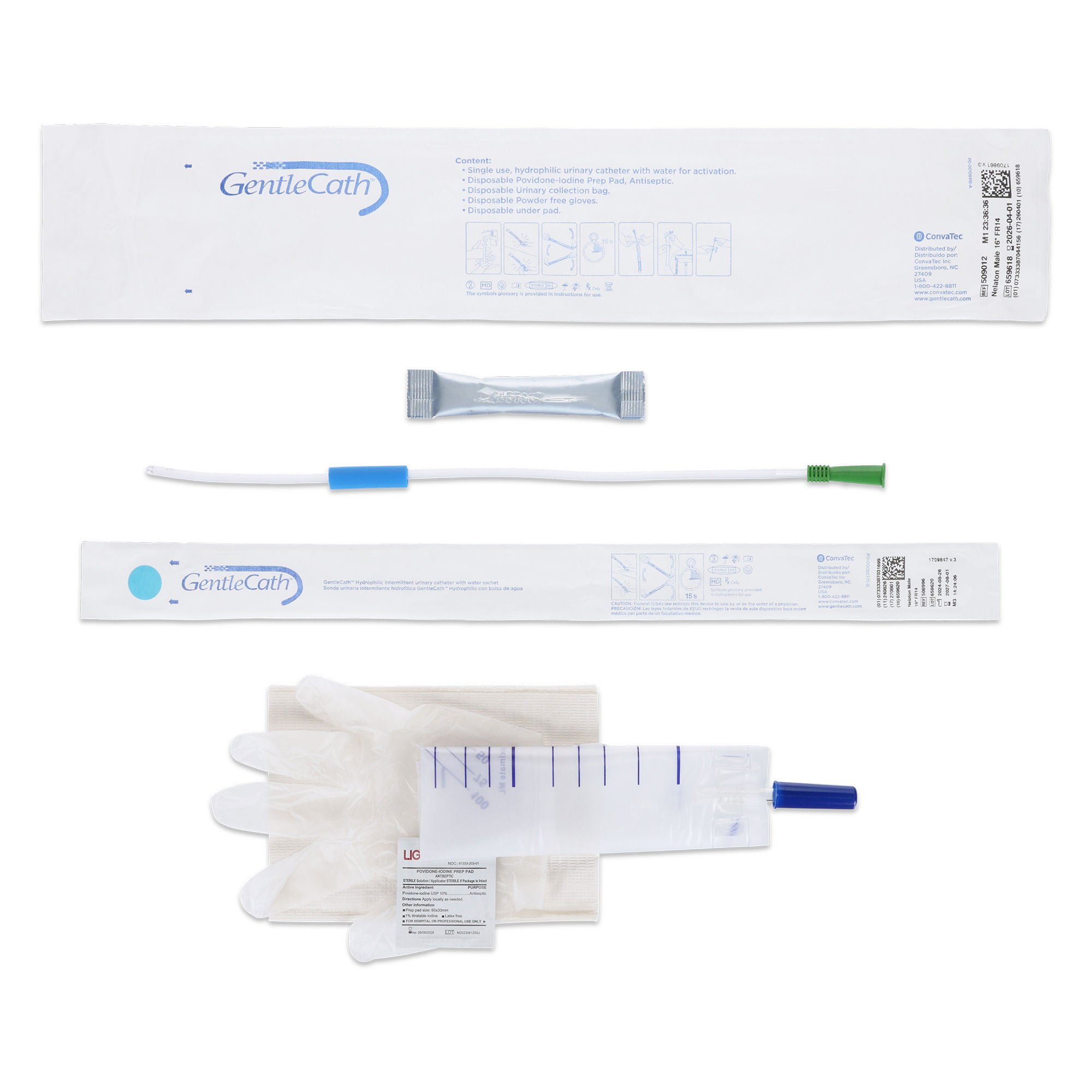 GentleCath™ Urethral Catheter, 14 Fr., Insertion Kit