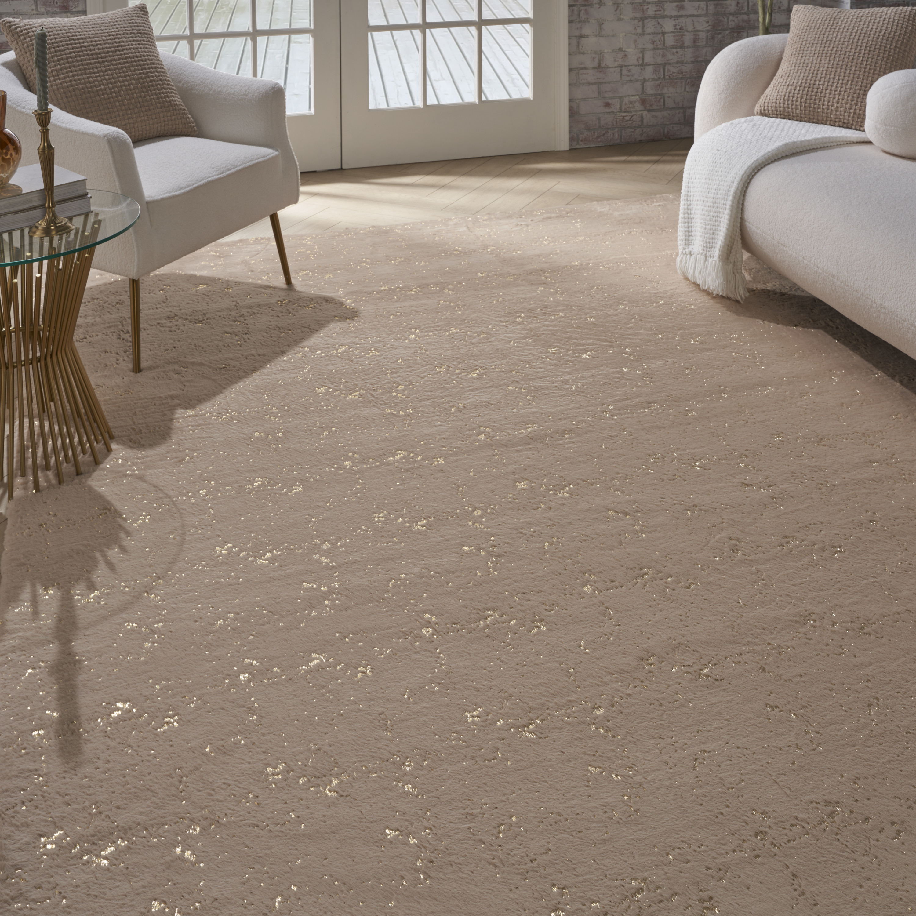 Nourison Cozy Shimmer 7'9" x 9'9" Beige Gold Glam Indoor Rug