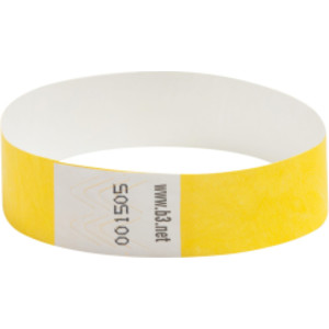 Sequentially Numbered Security Wristbands, 3/4", Yellow Pack of 100