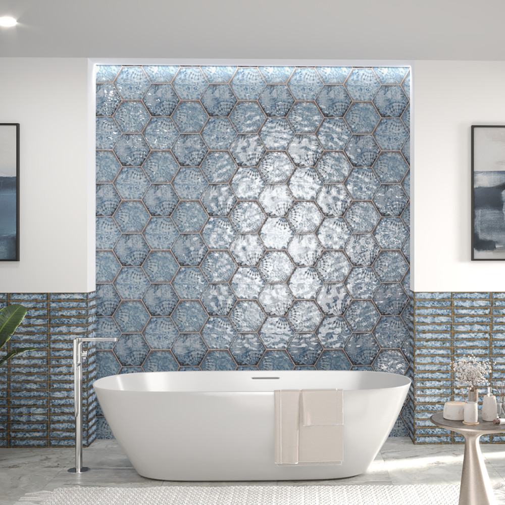 Gaudi React Hex Marina 8-5/8 in. x 9-7/8 in. Porcelain Floor and Wall Tile