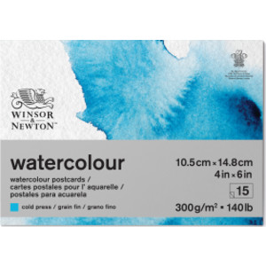 Watercolor Postcard Pad, Cold Press, 4x6 in, 300 gsm (140 lb), 15 Sheets