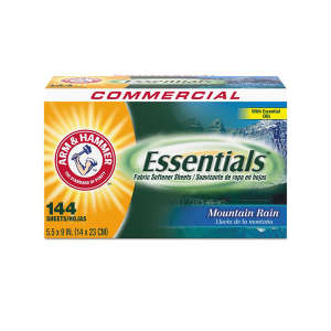 Church & Dwight Co., Inc, Arm & Hammer Essentials Dryer Sheets, Mountain Rain,  144 Sheets/Box
