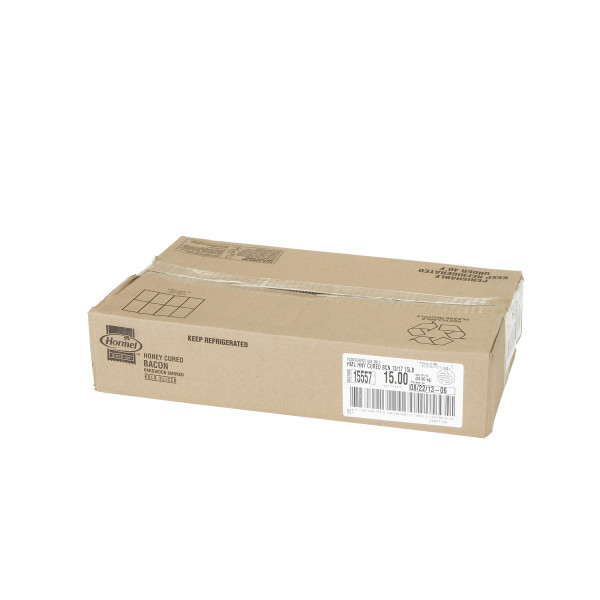 HORMEL(r) Bacon, Honey Cured, 13/17 style, 15 lb . C1RA - Front Right Closed Case (Hi Res)