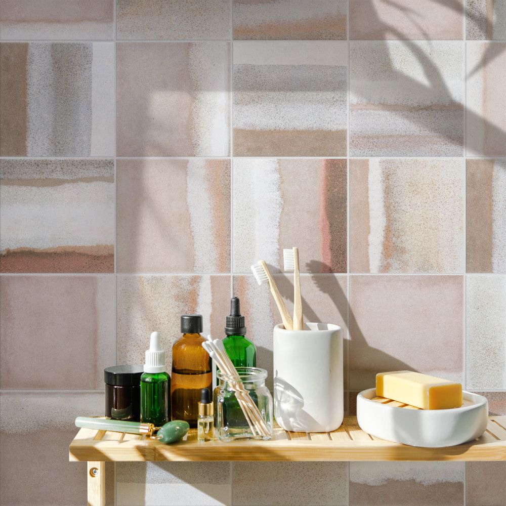 Matter Canvas Taupe Red 6 in. x 6 in. Porcelain Floor and Wall Tile