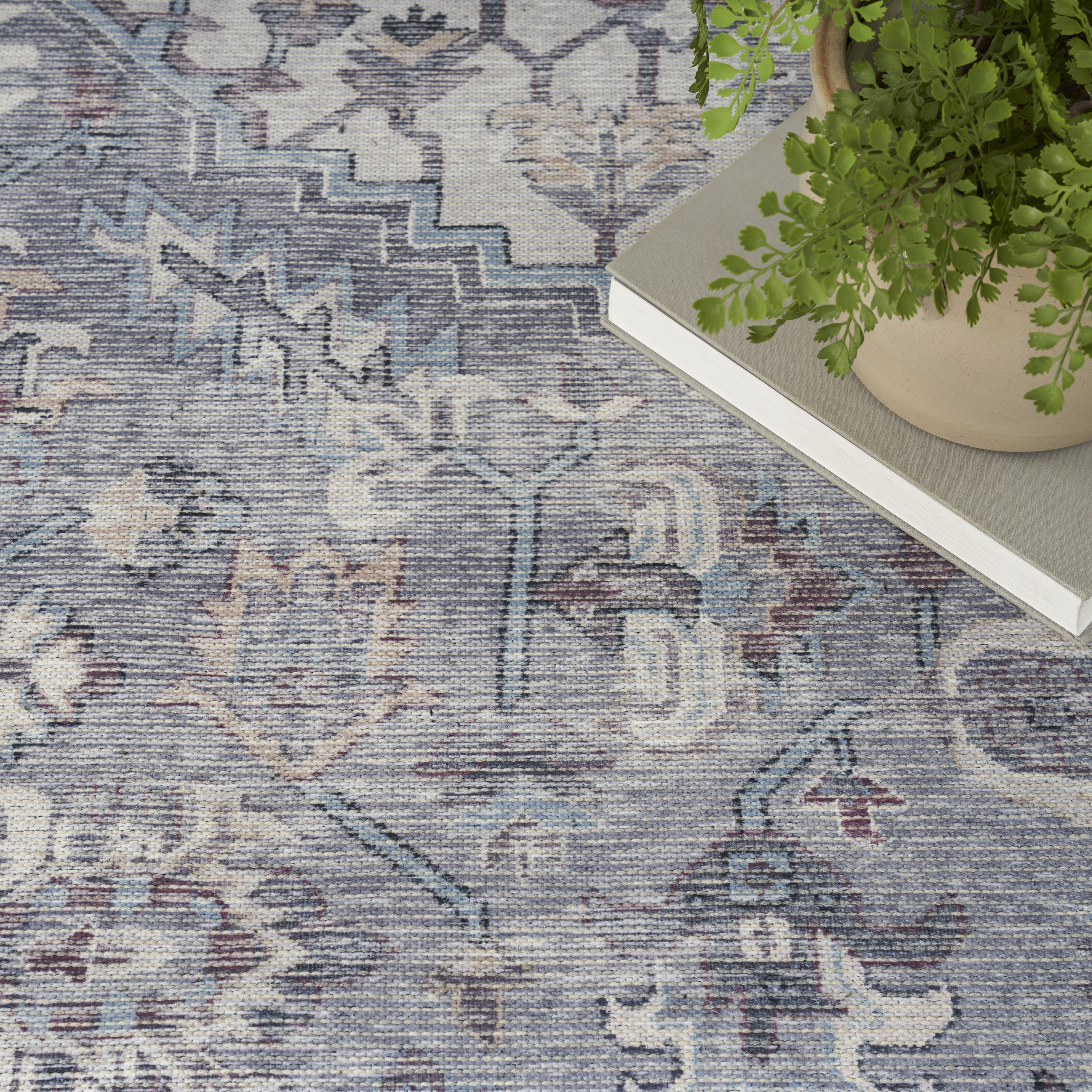 Nourison New Concept Washables 7'10" x 9'10" Grey Vintage Indoor Rug