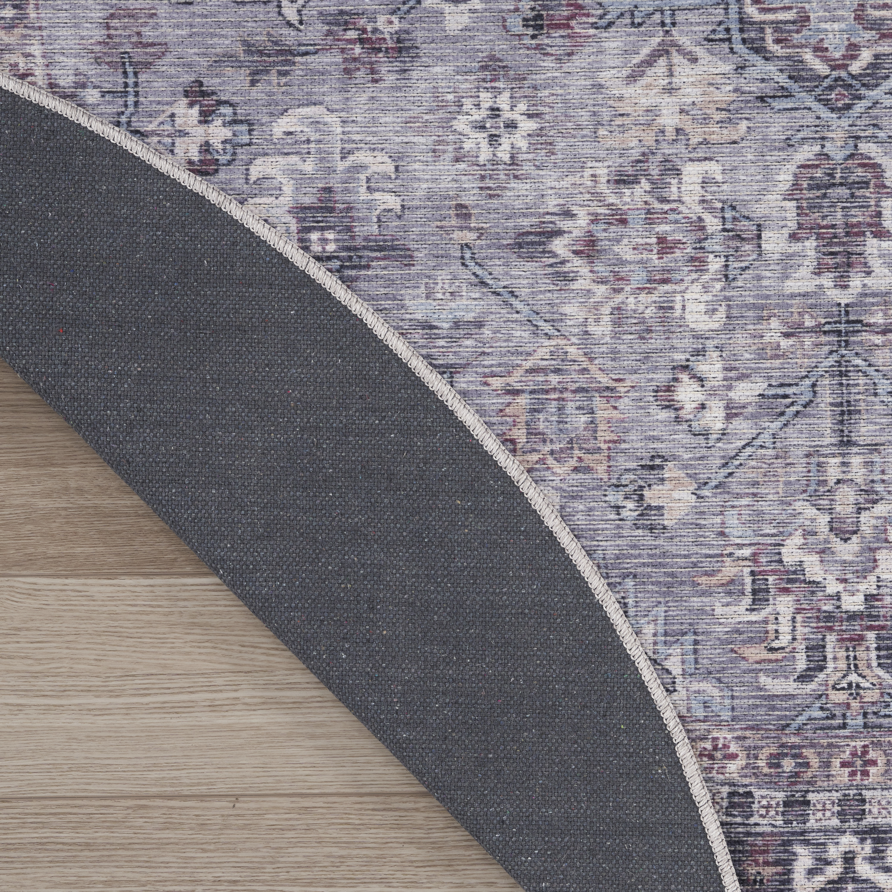 Nourison New Concept Washables 5'3" x Round Grey Vintage Indoor Rug