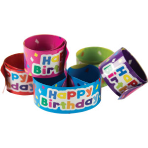 Happy Birthday Balloons Slap Bracelets, 10/Pack