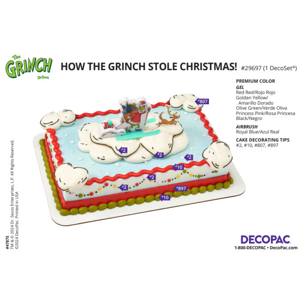 How the Grinch Stole Christmas! Cake Decorating Instruction Card