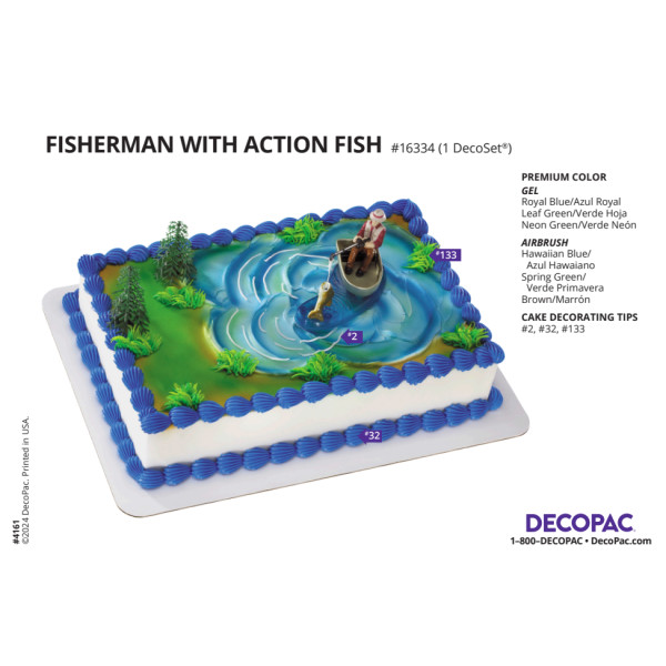Fisherman with Action Fish Cake Decorating Instruction Card
