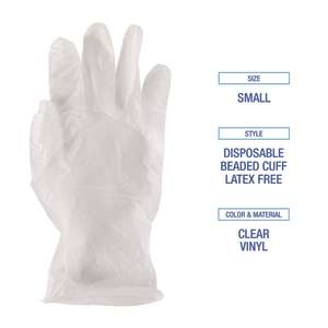 Boardwalk, General Purpose Gloves, Vinyl, 2.6 mil, Powder Free, S, Clear