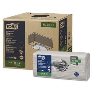 Tork, W4, 1 ply, 14.00"x16.30", Nonwoven Fabric, Industrial Wipers, Gray