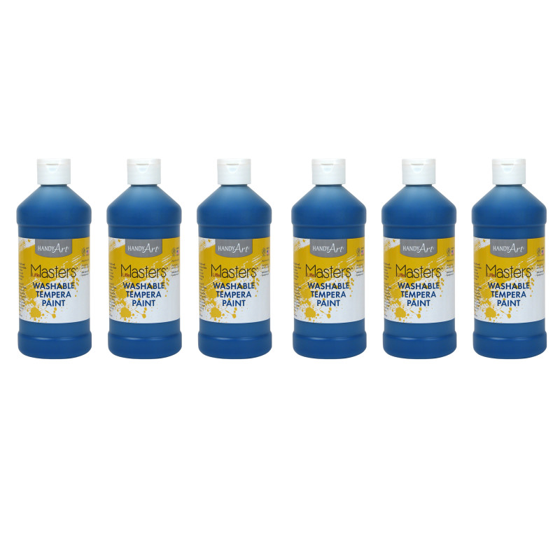 Little Masters® Washable Tempera Paint, Blue, 16 oz., Pack of 6