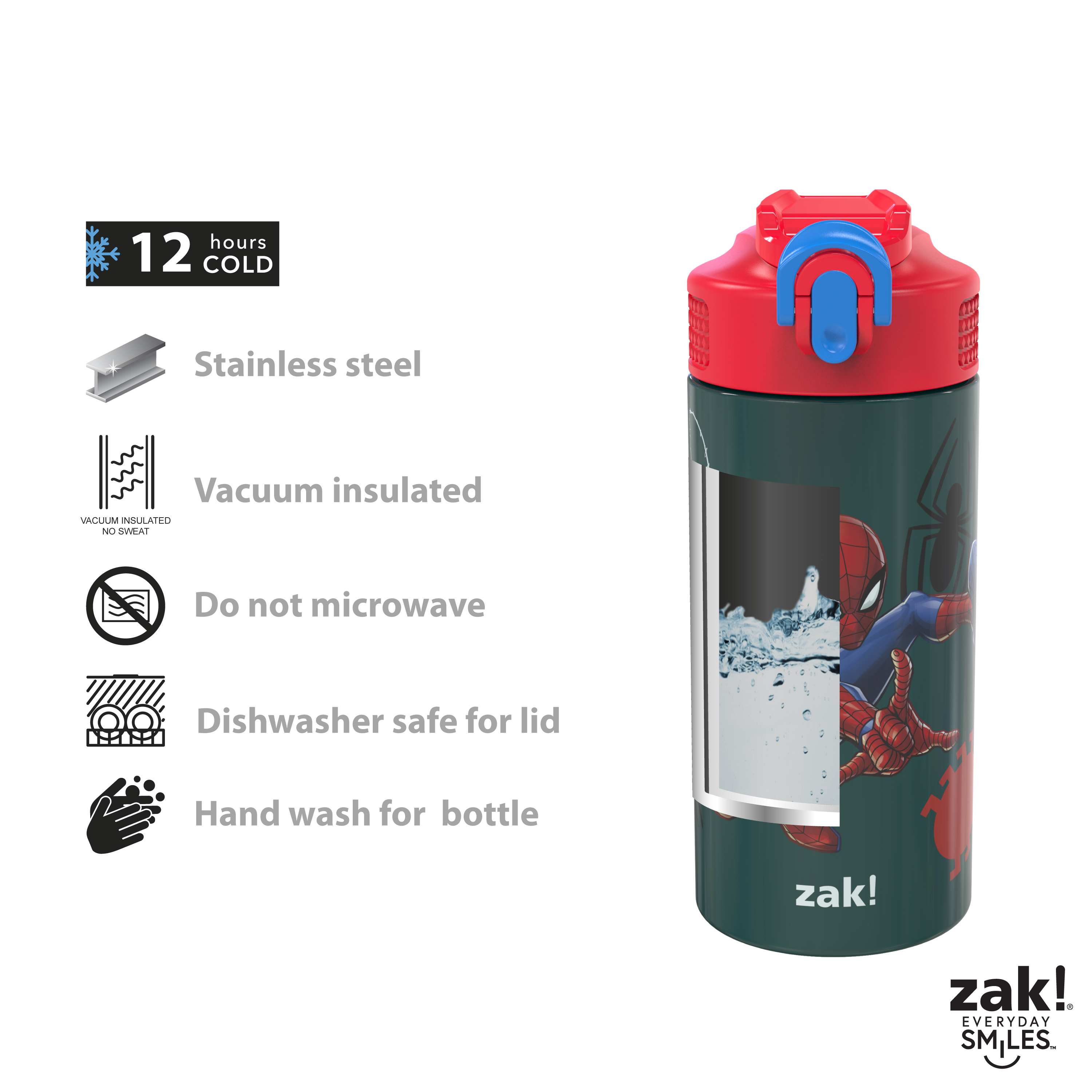 Marvel Comics 14 ounce Stainless Steel Vacuum Insulated Water Bottle, Spider-Man slideshow image 10