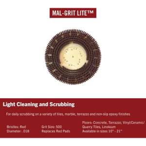 MSH813418154, Malish, 18" Mal-Grit Lite™ Scrub Brush w CP154, 0.18" Nylon, Red