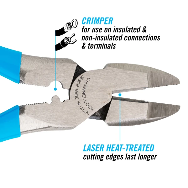 369CR 9.5-inch XLT Round Nose Linemen Pliers w/ Crimper