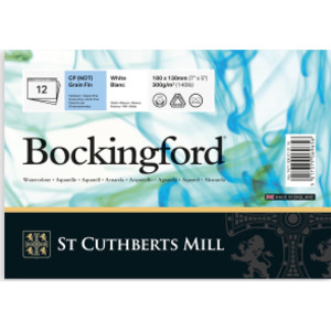 Bockingford Watercolor Pad, Cold Pressed, Glue Binding, 140lb/300gsm, 12 Sheet, 5x7 inch, 1 Count