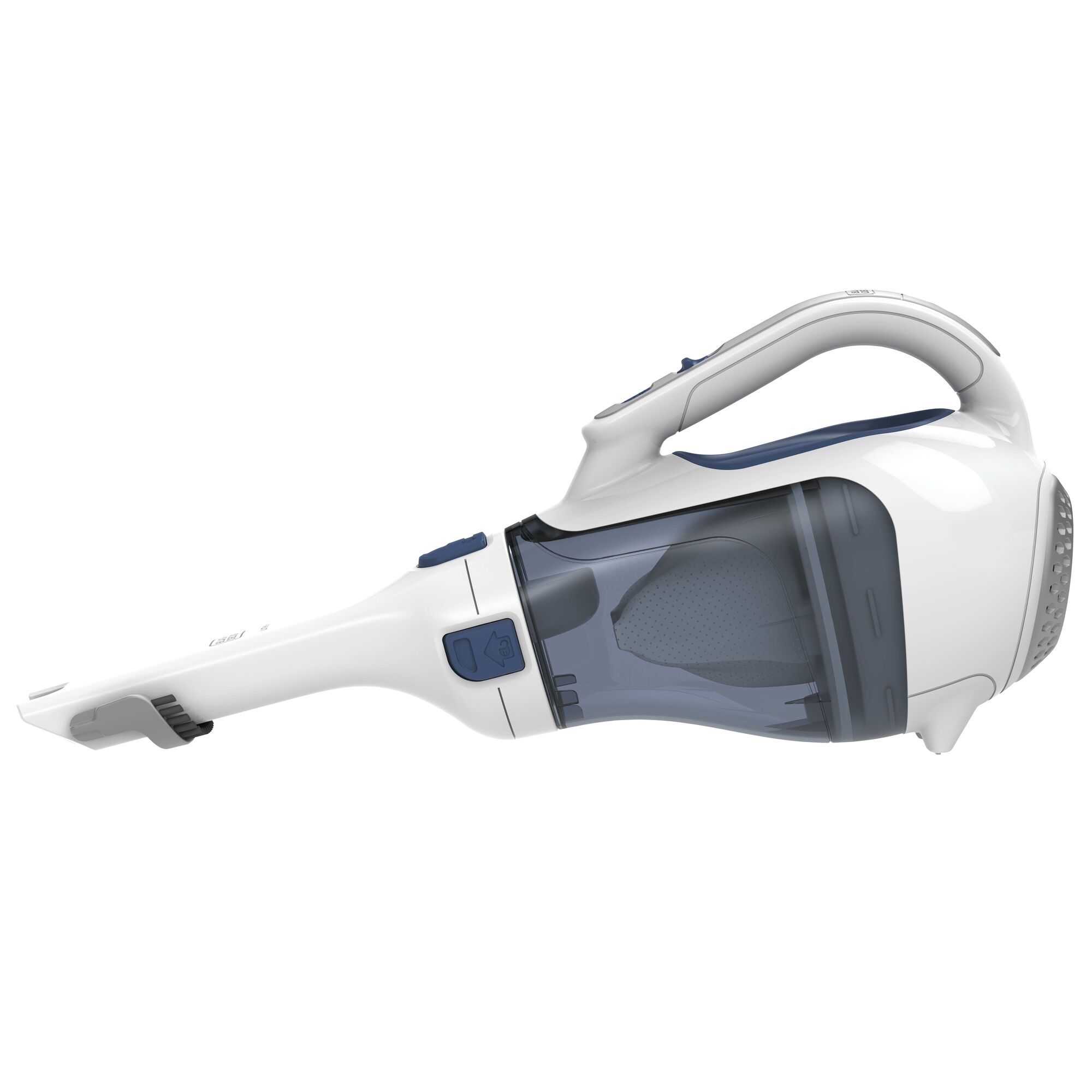 Profile of dustbuster cordless hand vacuum.