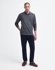 Essential Long-Sleeved Polo Shirt Slate Marl