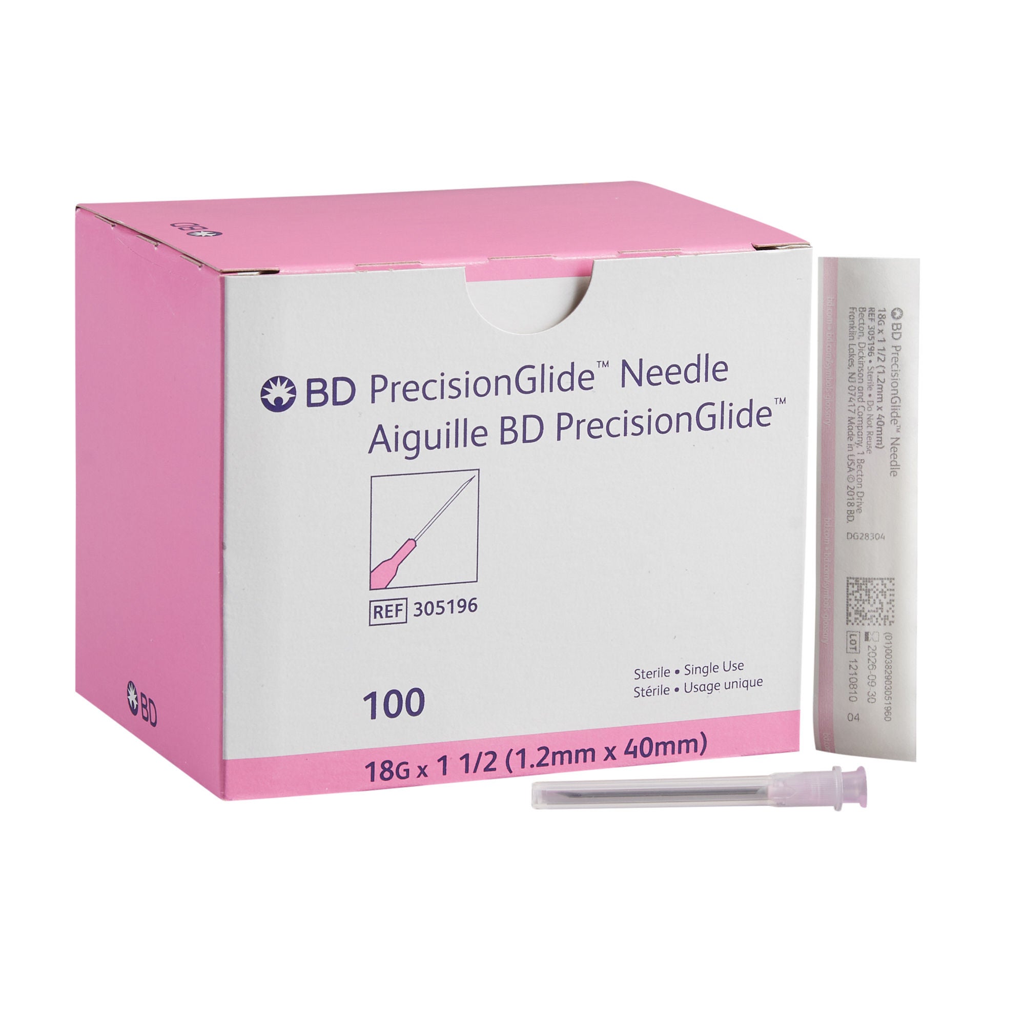 PrecisionGlide™ Hypodermic Needle, 18 Gauge, 1-1/2 Inch Length