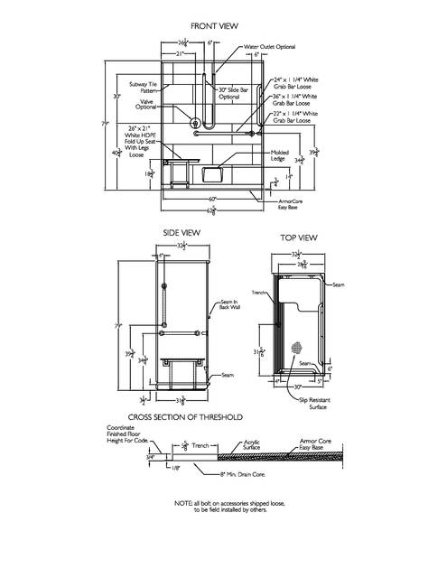 Technical Drawing — Cd Shower Tech Draw Xst 6232 Tr 75 5p