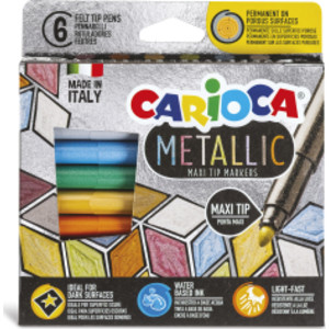 Metallic Maxi Tip Markers Felt Tip Pens - 6 Pieces
