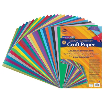 Creativity Street  Specialty Craft Paper Assortment, 25 Assorted Colors,  12" x 18", 100 Sheets