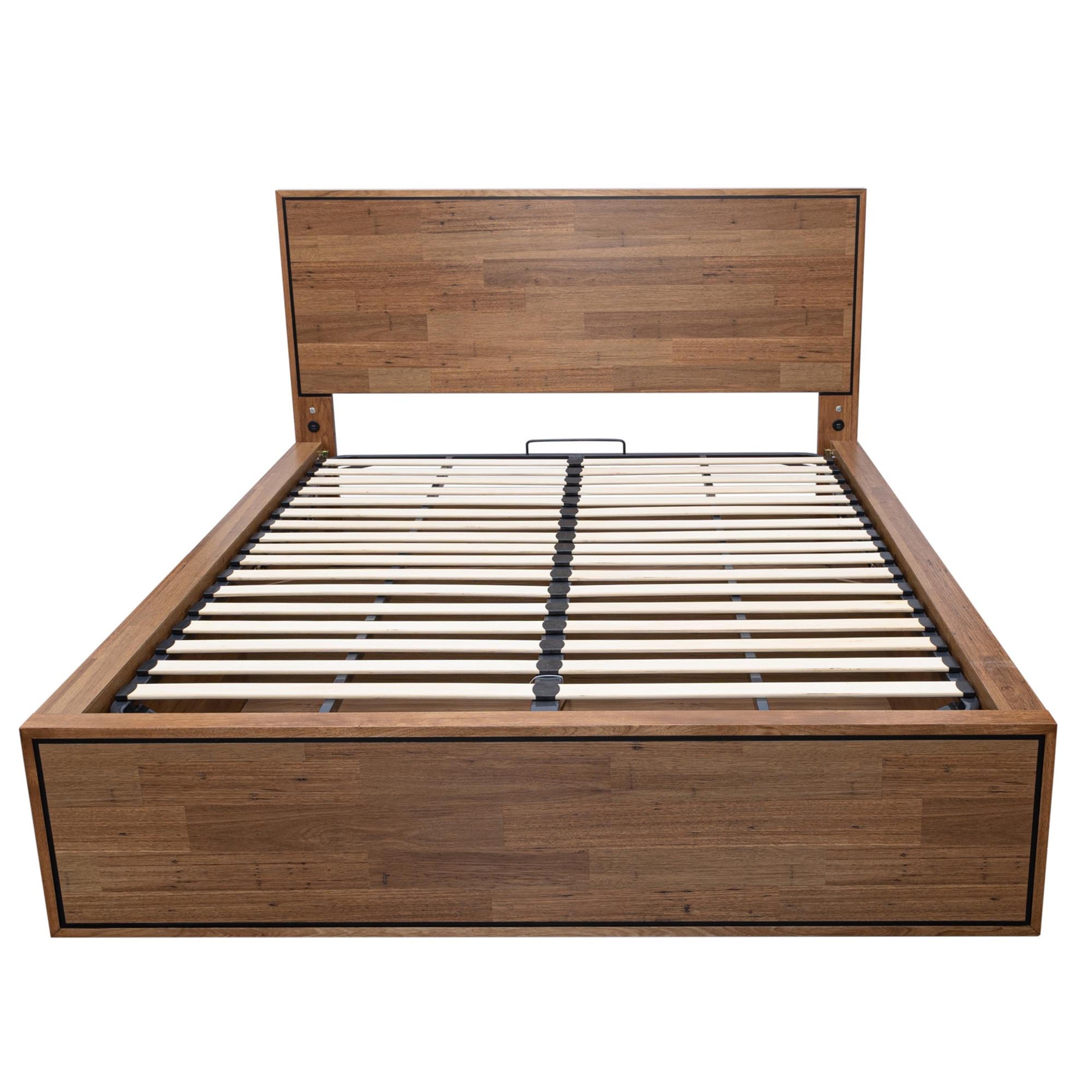 Product image of the  Colorado Bed Frame, W/ Led & Usb Headboard & Gas Lift Base, Natural from Forty Winks