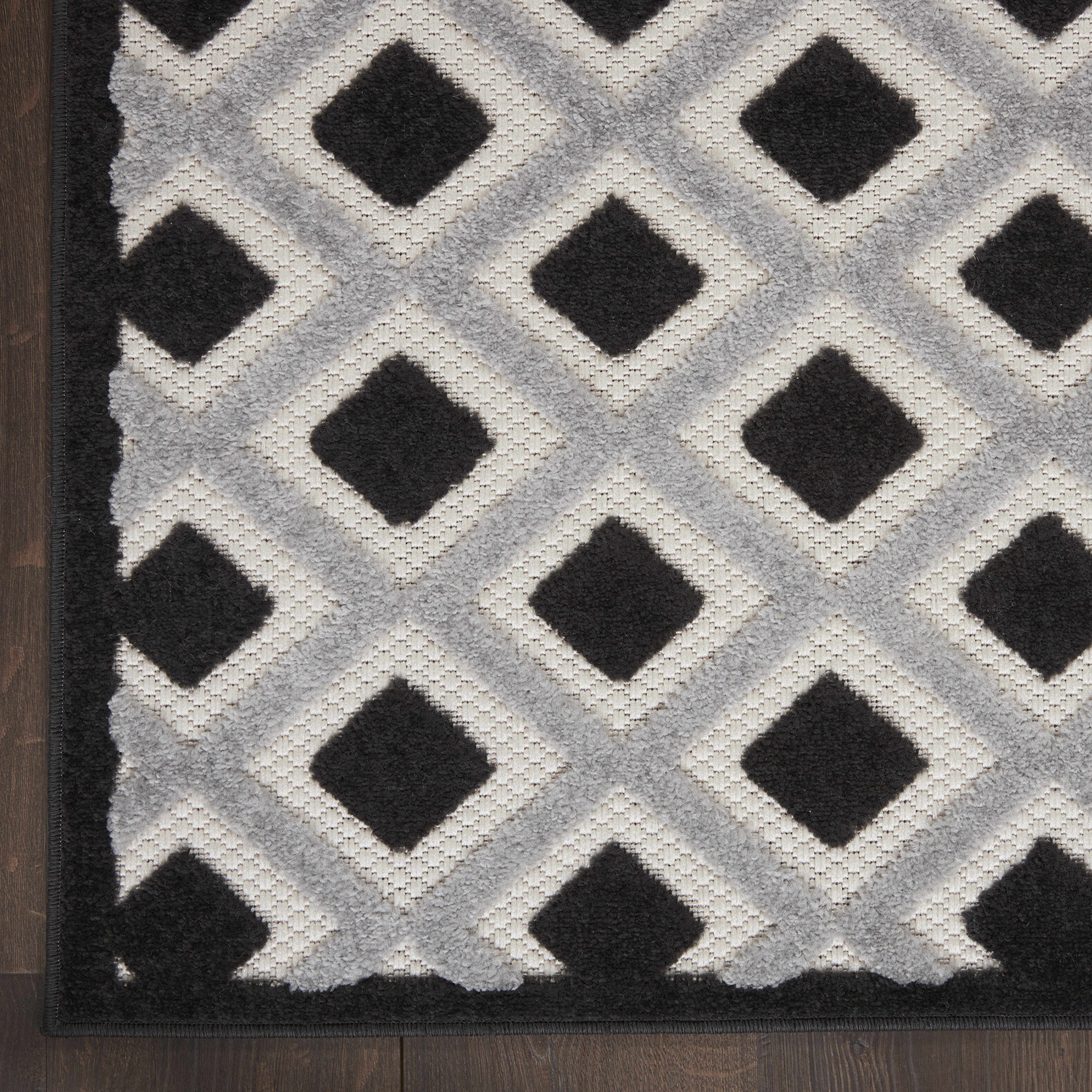 Nourison Aloha 12' x 15' Black White Modern Rug