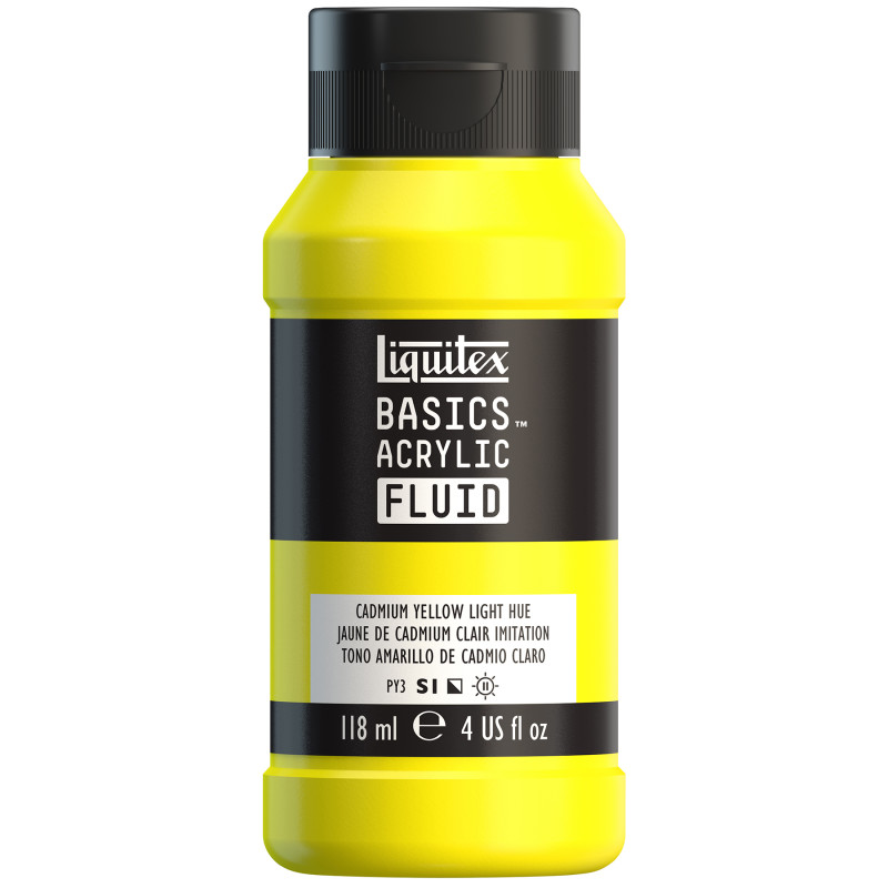 BASICS Acrylic Fluid, 118 mL Bottle, Cadmium Yellow Light Hue