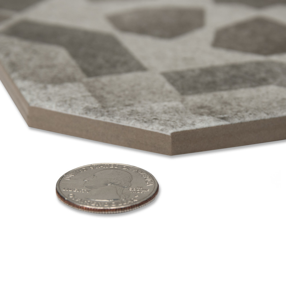 Laverton Octagon Deco Sombra with Taco Gris 7-7/8 in. x 7-7/8 in. Porcelain Floor and Wall Tile